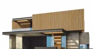 modern home with wpc exterior louvers