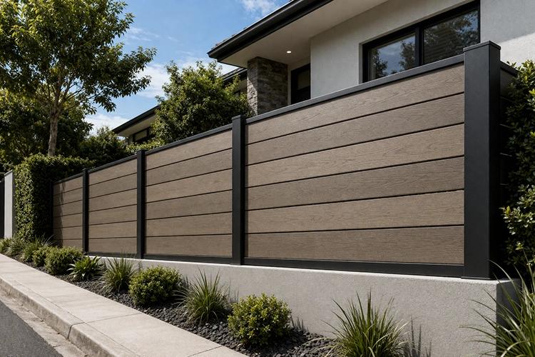 Stylish WPC boundary fencing installed along a residential property