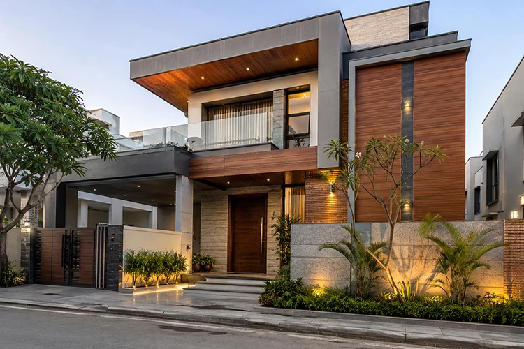 WPC Cladding for Modern Home Exterior Elevations