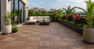WPC Interlocking Decking Tiles for Modern Terrace Flooring